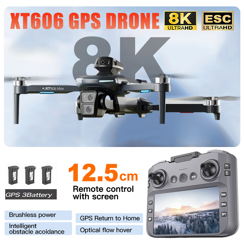 XT606 MAX 3 battery Drone 4k 8 - Jjrc Drone X12 评论和价格