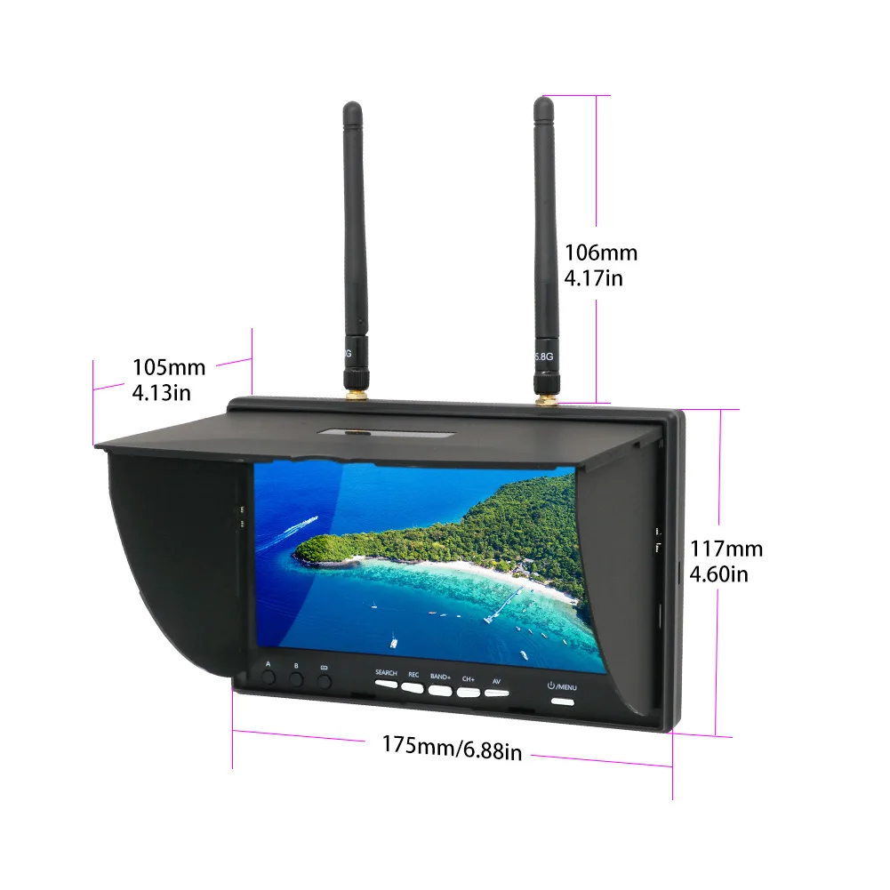 5.8G FPV DVR LS5802D 7 Inch Mo - Drone Controller Screen 评论和价格